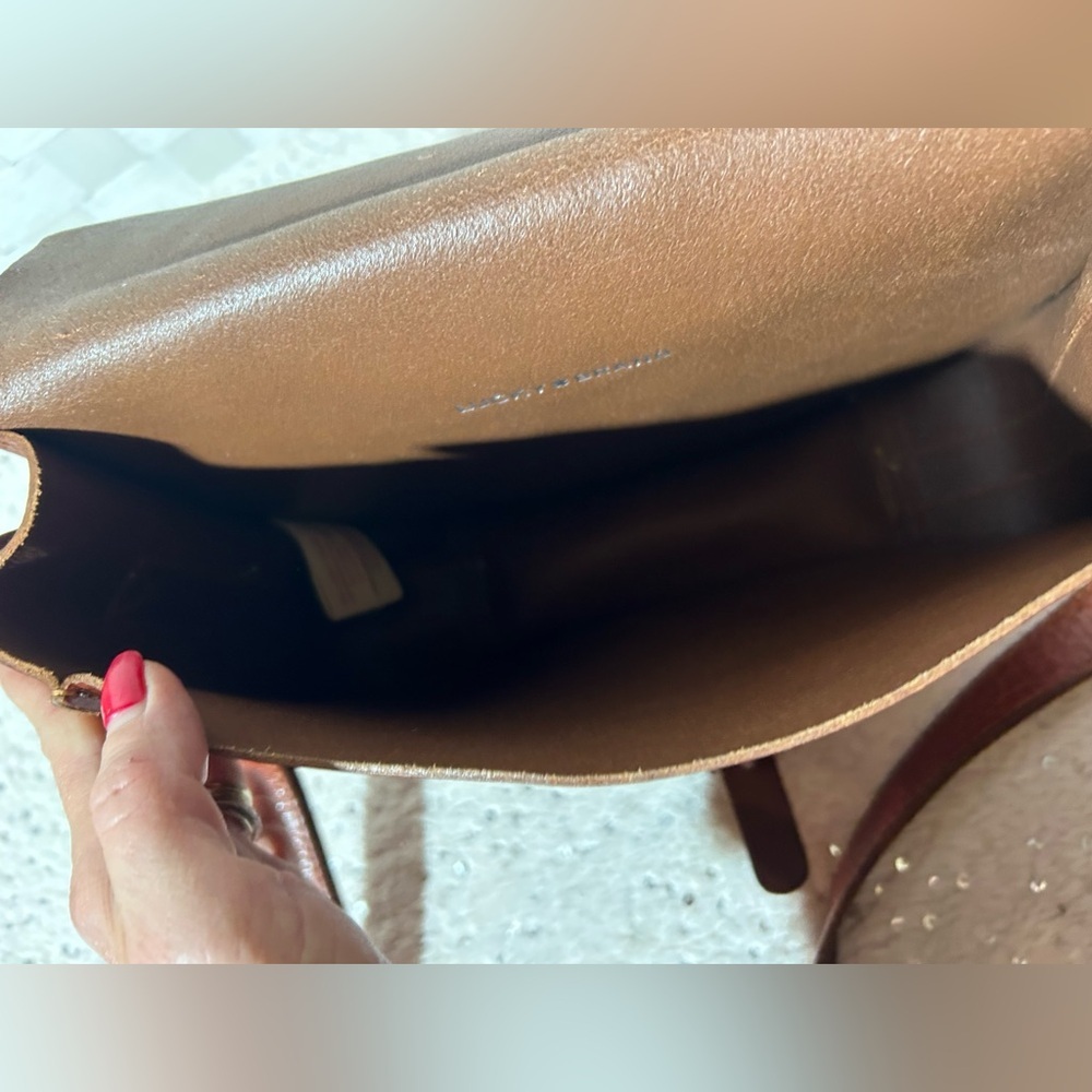 Vintage Lucky Brand Brown Leather Crossbody Saddle Bag - Picture 10 of 12